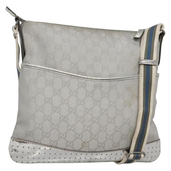 GUCCI GG Canvas Shoulder Bag Silver - Picture 1 of 16